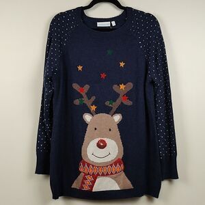 JoJo Maman Bebe Reindeer Cashmere  Blend Fair Isle Maternity Tunic